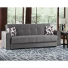 Sofá cama Ddelori, sofá cama container linear de 3 lugares, sofá da sala em tecido acolchoado com abertura click-clac, 226x85h91 cm, Cinza