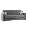 Sofá cama Ddelori, sofá cama container linear de 3 lugares, sofá da sala em tecido acolchoado com abertura click-clac, 226x85h91 cm, Cinza