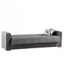 Sofá cama Ddelori, sofá cama container linear de 3 lugares, sofá da sala em tecido acolchoado com abertura click-clac, 226x85h91 cm, Cinza