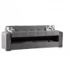 Sofá cama Ddelori, sofá cama container linear de 3 lugares, sofá da sala em tecido acolchoado com abertura click-clac, 226x85h91 cm, Cinza