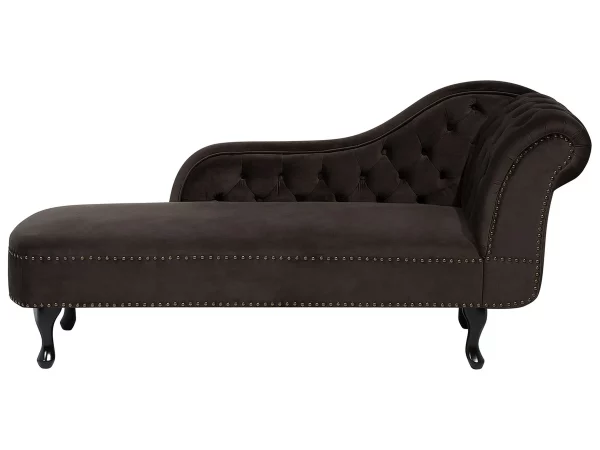 Chaiselongue NIMES Samt, dunkelbraun, rechtsseitig CH