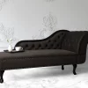 Chaiselongue NIMES Samt, dunkelbraun, rechtsseitig CH