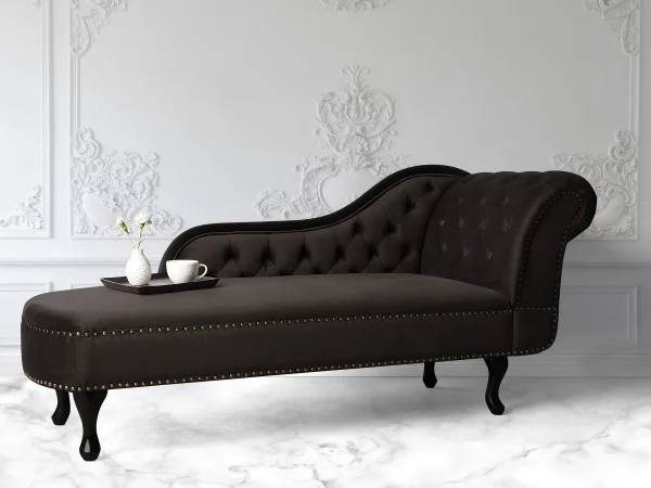 Chaiselongue NIMES Samt, dunkelbraun, rechtsseitig CH