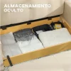 HOMCOM Sofá Cama de 2 Lugares Estofado em Algodão com 2 Almofadas Apoio para os Braços e Armazenamento Sofá Duplo Moderno para Sala de Estar Escritório 152x101x81 cm Bege