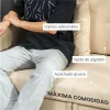 HOMCOM Sofá Cama de 2 Lugares Estofado em Algodão com 2 Almofadas Apoio para os Braços e Armazenamento Sofá Duplo Moderno para Sala de Estar Escritório 152x101x81 cm Bege