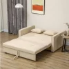 HOMCOM Sofá Cama de 2 Lugares Estofado em Algodão com 2 Almofadas Apoio para os Braços e Armazenamento Sofá Duplo Moderno para Sala de Estar Escritório 152x101x81 cm Bege