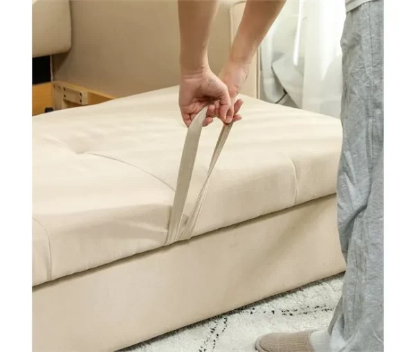 HOMCOM Sofá Cama de 2 Lugares Estofado em Algodão com 2 Almofadas Apoio para os Braços e Armazenamento Sofá Duplo Moderno para Sala de Estar Escritório 152x101x81 cm Bege