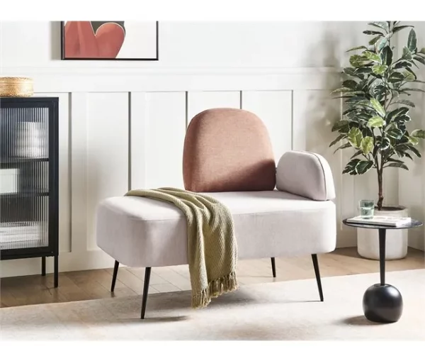 Chaise-longue com encosto em tecido castanho à direita ARCEY