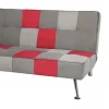 Sofá-cama de 3 lugares em veludo patchwork cinzento e vermelho OLSKER