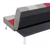 Sofá-cama de 3 lugares em veludo patchwork cinzento e vermelho OLSKER