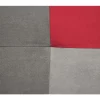 Sofá-cama de 3 lugares em veludo patchwork cinzento e vermelho OLSKER