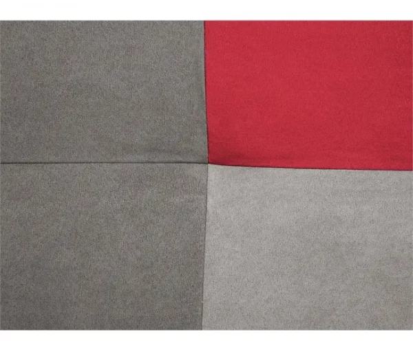 Sofá-cama de 3 lugares em veludo patchwork cinzento e vermelho OLSKER