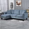 HOMCOM Sofá Chaise Longue Sofá de Canto Sofa Sala de Estar Reversível em Forma de L com 2 Almofadas Carga Máxima 200 kg 230x138x87 cm Cinza Azulado