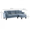 HOMCOM Sofá Chaise Longue Sofá de Canto Sofa Sala de Estar Reversível em Forma de L com 2 Almofadas Carga Máxima 200 kg 230x138x87 cm Cinza Azulado