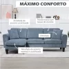 HOMCOM Sofá Chaise Longue Sofá de Canto Sofa Sala de Estar Reversível em Forma de L com 2 Almofadas Carga Máxima 200 kg 230x138x87 cm Cinza Azulado