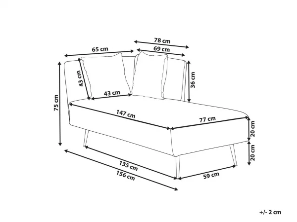 Chaise longue, RIOM, off white, left DEF