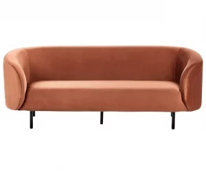 Sofá de 3 lugares em veludo laranja LOEN
