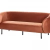 Sofá de 3 lugares em veludo laranja LOEN