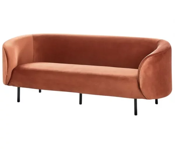 Sofá de 3 lugares em veludo laranja LOEN