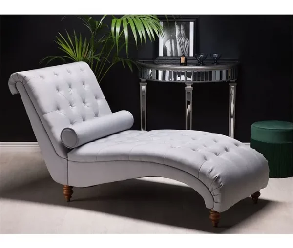 Chaise-longue em tecido cinzento MURET