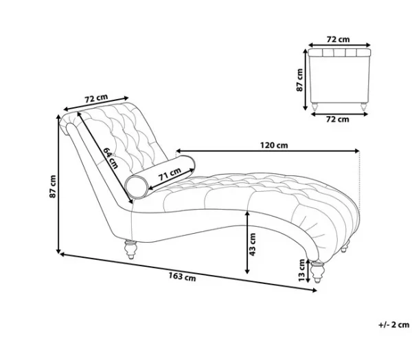 Chaise-longue em tecido cinzento MURET