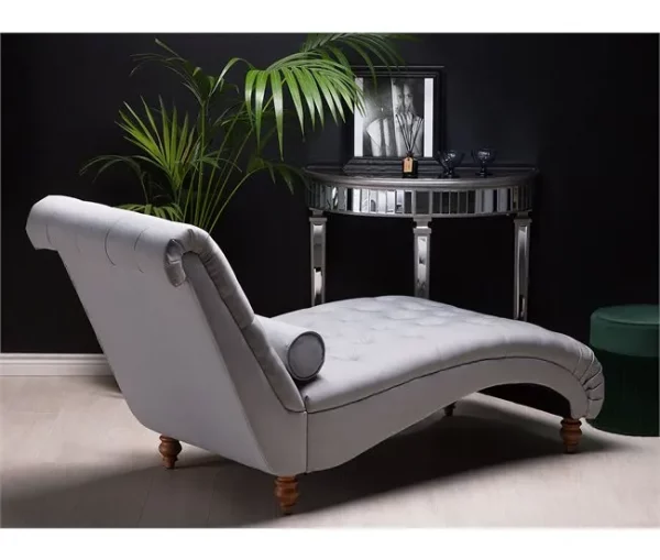Chaise-longue em tecido cinzento MURET