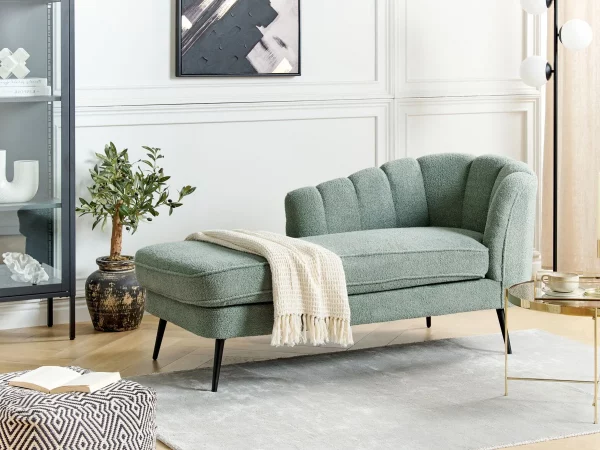 Right Hand Boucle Chaise Lounge ALLIER Green DEF