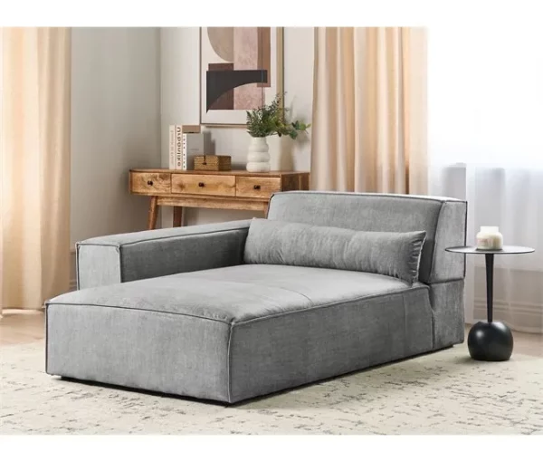 Chaise-longue em tecido cinzento à direita HELLNAR