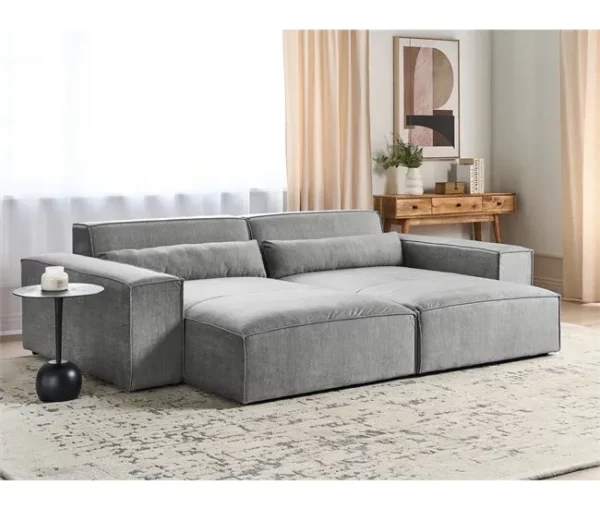 Chaise-longue em tecido cinzento à direita HELLNAR