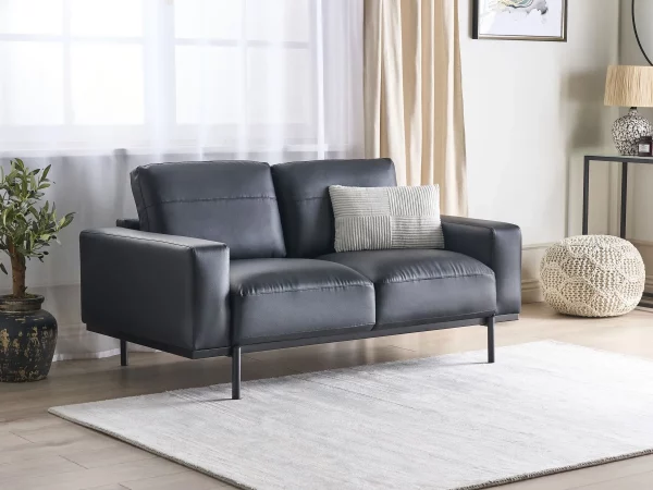 Sofa SOVIK, 2-seater, black PU DEF